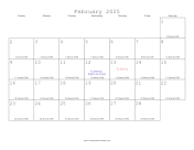 February 2025 Calendar with Jewish equivalents