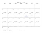 March 2025 Calendar with Jewish equivalents