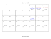 May 2025 Calendar with Jewish equivalents